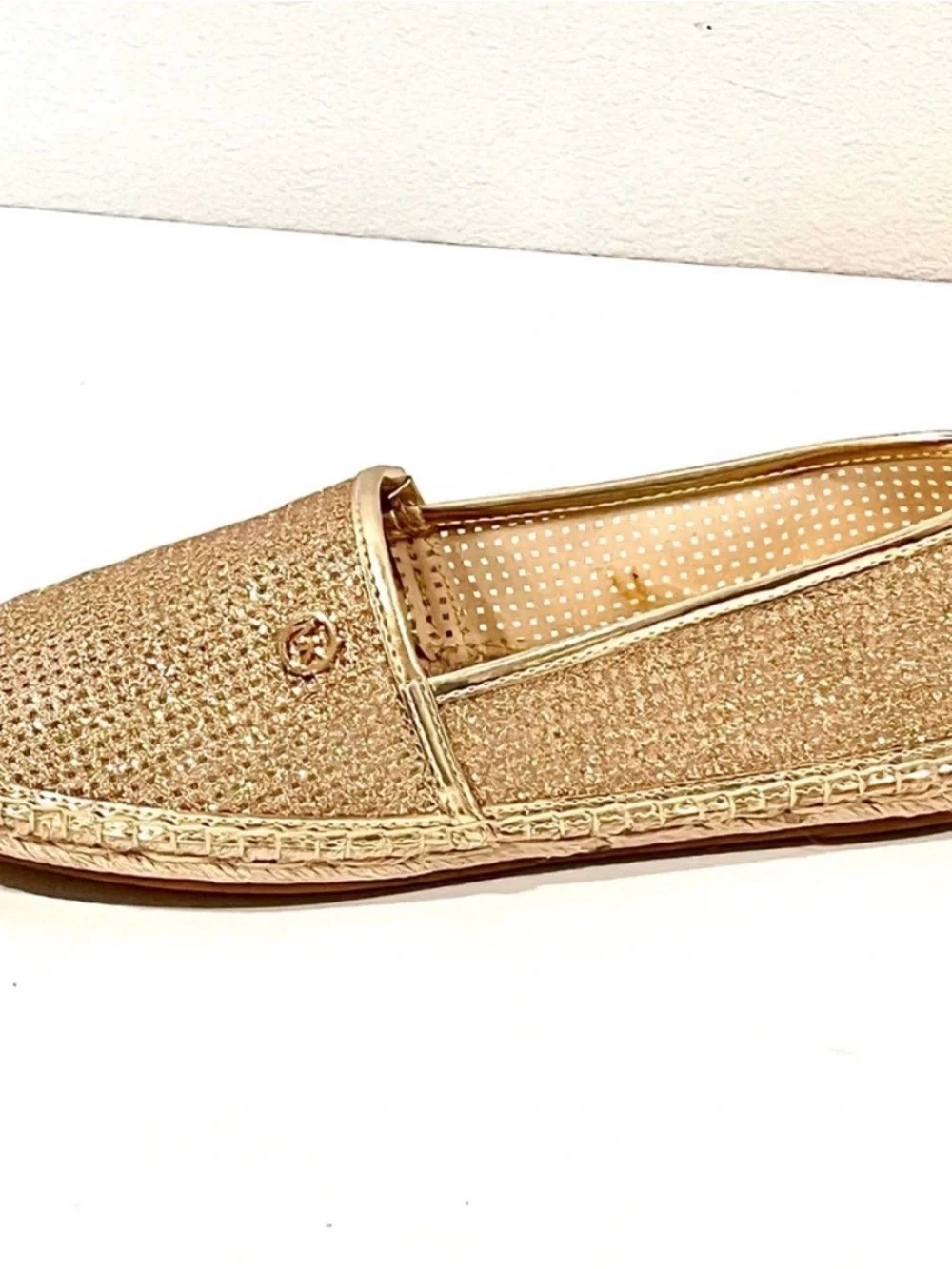 Michael Kors Kendrick Gold Metallic Espadrille Slip On Flats NWT 9